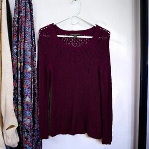 Tommy Bahama Womens Petite small Loose Knit Dark Purple Sweater long sleeve